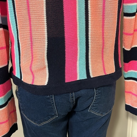 Lilly Pulitzer Daryn Sweater True Navy Island Jungle Multi Stripe Jumper Sz M - Picture 10 of 16